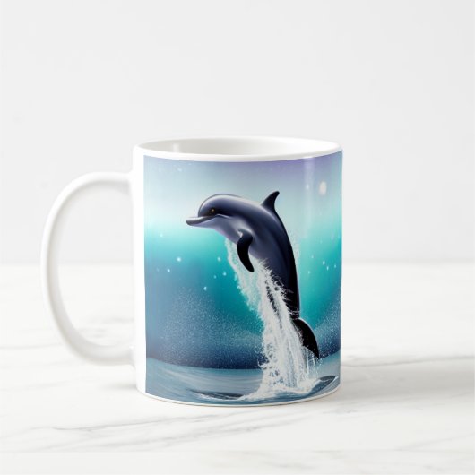 イルカが海に飛び込む コーヒーマグカップ (左)