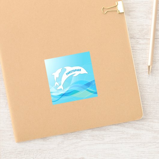 イルカが海に飛び込パーソナライズされたむ シール (ノートブック)