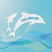 イルカが海に飛び込パーソナライズされたむ シール (正面)