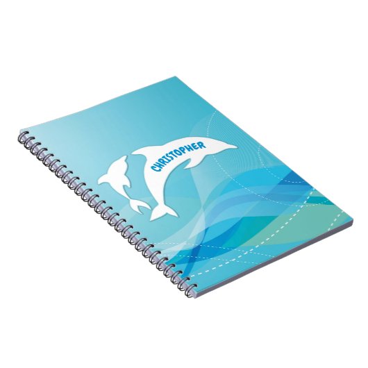イルカが海に飛び込パーソナライズされたむ ノートブック (右側)