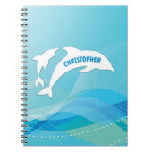 イルカが海に飛び込パーソナライズされたむ ノートブック (正面)