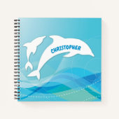 イルカが海に飛び込パーソナライズされたむ ノートブック (正面)