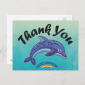 イルカが海を飛び越えてきたことカラフルに感謝 ポストカード (正面/裏面)