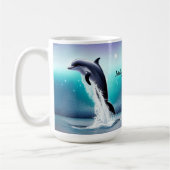 イルカが海を飛ぶマグカップ コーヒーマグカップ (左)