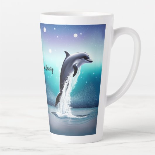 イルカが海マグカップに飛び込む カフェラテマグ (右)