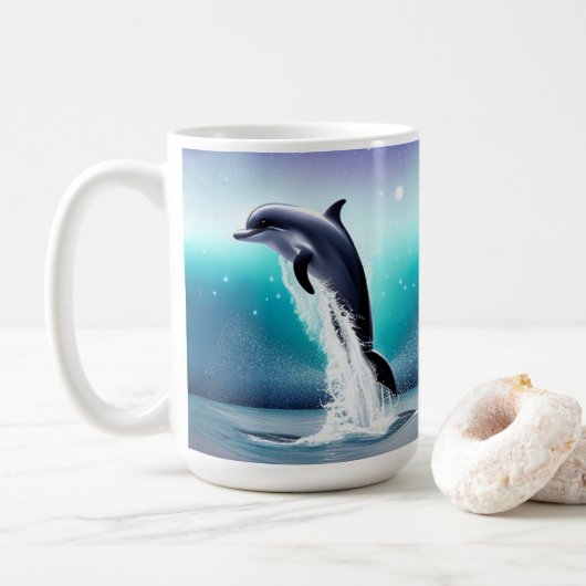 イルカが海・マグカップに飛び込む コーヒーマグカップ (ドーナツ)