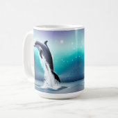イルカが海・マグカップに飛び込む コーヒーマグカップ (正面左)