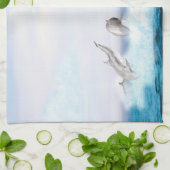 イルカが舞い上がる キッチンタオル (折り畳み)