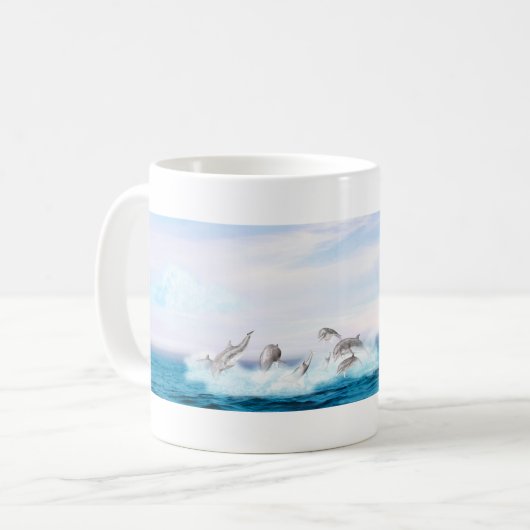 イルカが舞い上がる コーヒーマグカップ (正面左)