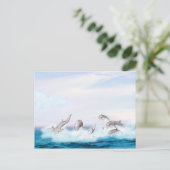 イルカが舞い上がる ポストカード (スタンド正面)