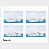 イルカが舞い上がる 長方形シール (シート)