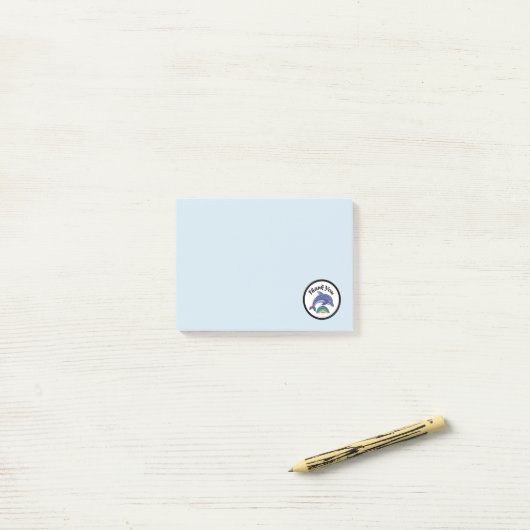 イルカが虹の上を飛び回ってきてくれてありがとう ポストイット (デスク上)