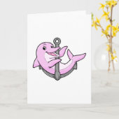 イルカとアンカー カード (黄色い花)