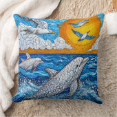 イルカとカモメ クッション (ブランケット)