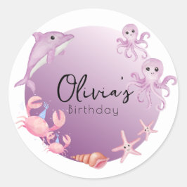 イルカとクラゲの誕生日 ラウンドシール