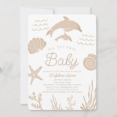 イルカとシーシェルシータンベビーシャワー 招待状 (正面)