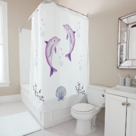 イルカとシーシェル シャワーカーテン