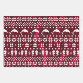 イルカとタツノオトシゴのクリスマスパターン ラッピングペーパーシート (正面)