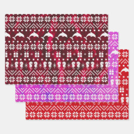 イルカとタツノオトシゴのクリスマスパターン ラッピングペーパーシート