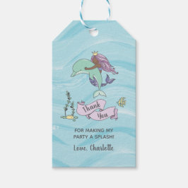 イルカとダークスキンパープルマーメイドありがとう ギフトタグ