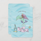 イルカとダークスキンパープルマーメイド サンキューカード (正面/裏面)