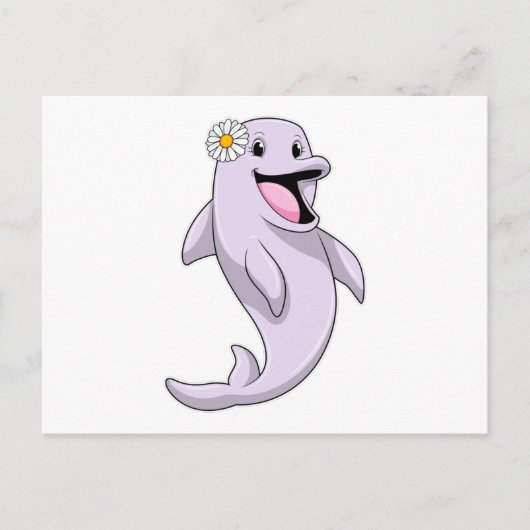 イルカとダaisyの花 ポストカード (正面)