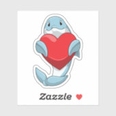 イルカとハート シール (シート)