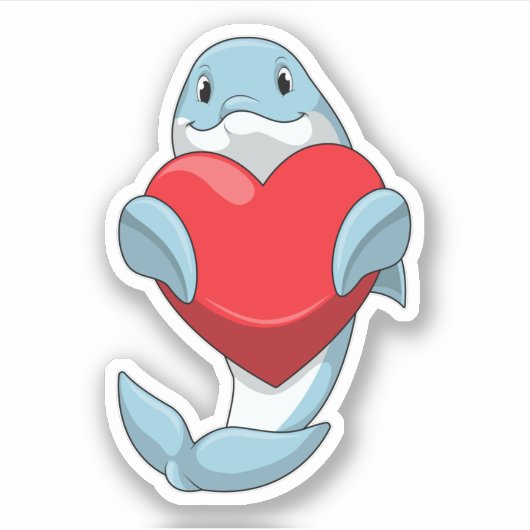 イルカとハート シール (正面)