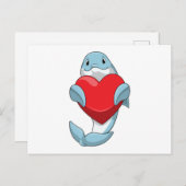 イルカとハート ポストカード (正面/裏面)