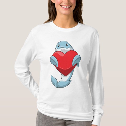 イルカとハート Tシャツ (正面)