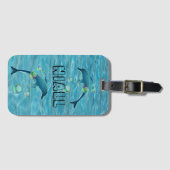 イルカとバブルカスタマイズ ラゲッジタグ (正面横)