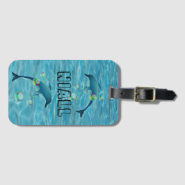 イルカとバブルカスタマイズ ラゲッジタグ