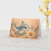 イルカとヒトデの海中友情 カード (黄色い花)