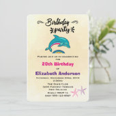 イルカとヒトデの熱帯熱をテーマにした誕生日 招待状 (スタンド正面)