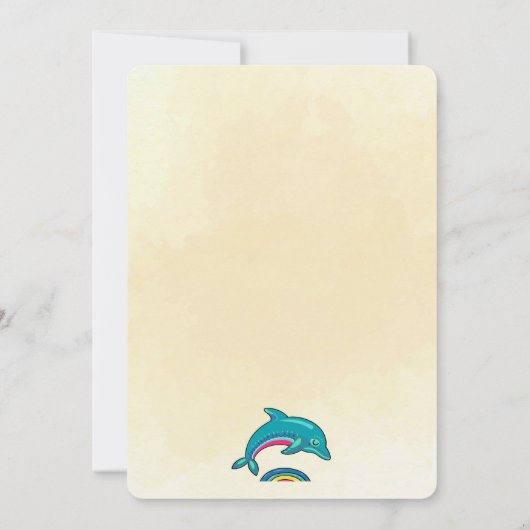イルカとヒトデの熱帯熱をテーマにした誕生日 招待状 (裏面)