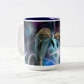 イルカとフラクタル結晶 ツートーンマグカップ (正面左)