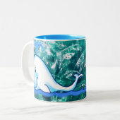 イルカとホエールマカラフルグ ツートーンマグカップ (正面左)
