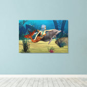イルカとマーメイド キャンバスプリント (インサイチュ (ウッドフロア))