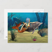 イルカとマーメイド ポストカード (正面/裏面)