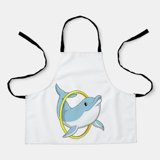 イルカとリングや輪 エプロン (正面)