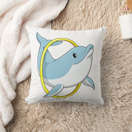 イルカとリングや輪 クッション (ブランケット)
