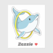 イルカとリングや輪 シール (シート)