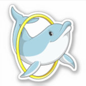 イルカとリングや輪 シール (正面)