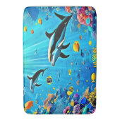 イルカとリーフ：水中の喜び バスマット (正面縦)