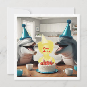 イルカと一緒にお子さんの誕生日パーティー、イルカ カード