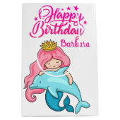 イルカと一緒に成長した小さな人魚 ミディアムペーパーバッグ (正面)