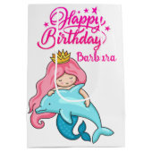 イルカと一緒に成長した小さな人魚 ミディアムペーパーバッグ (裏面)