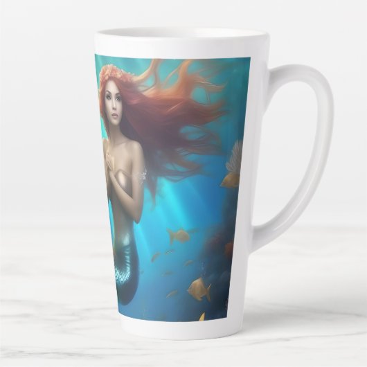 イルカと一緒に泳ぐ天使のような人魚 カフェラテマグ (右)