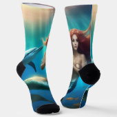 イルカと一緒に泳ぐ天使のような人魚 ソックス (傾斜あり)