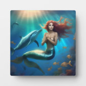 イルカと一緒に泳ぐ天使のような人魚 フォトプラーク (正面)